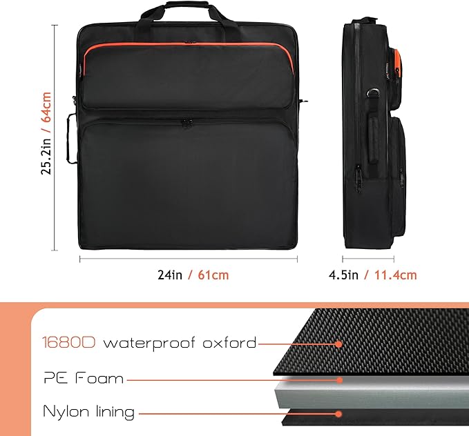 Solar Panel Storage Bag Compatible with 2 Jackery 100W / 200W Padded Portable Solar Panel Travel Bag Compatible with Jackery SolarSaga (200W | 25.2×24×4.5)