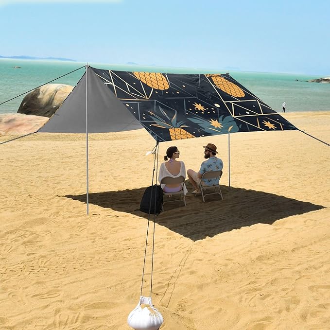 ALAZA Pineapples Abstract Geometric Beach Tent Sun Shelter Portable Canopy Sunshade for Outdoor Camping Picnics Backyard Fun 10x9 ft