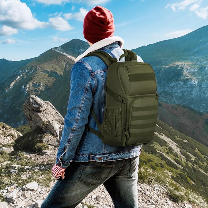 HUNTVP Tactical Backpack Military MOLLE Backpack Hunting Rucksack Gear Assault Pack 25L WR (Army Green)