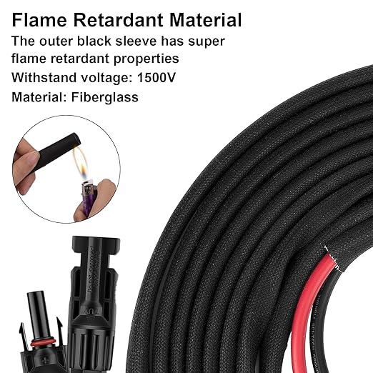 30FT 10AWG Solar Panel Extension Cable with Female and Male Connectors Solar Extension Cable for Solar Panels Charge Controllers and Solar Generators (10AWG 30FT)