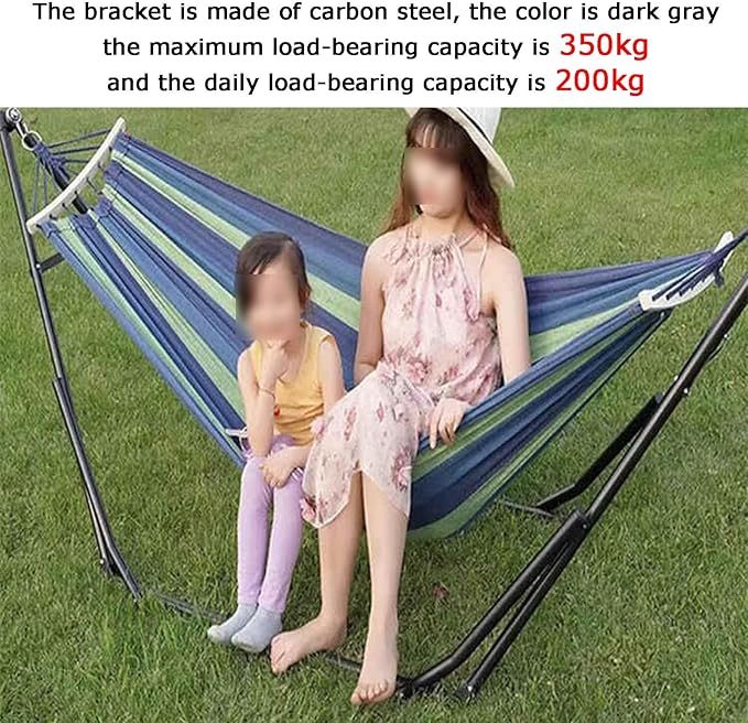 Hammock with Stand Can Bear 350kg Adjustable Swing Holder Rackfor Outdoor Patio Travel(with Hammock)(Blue)