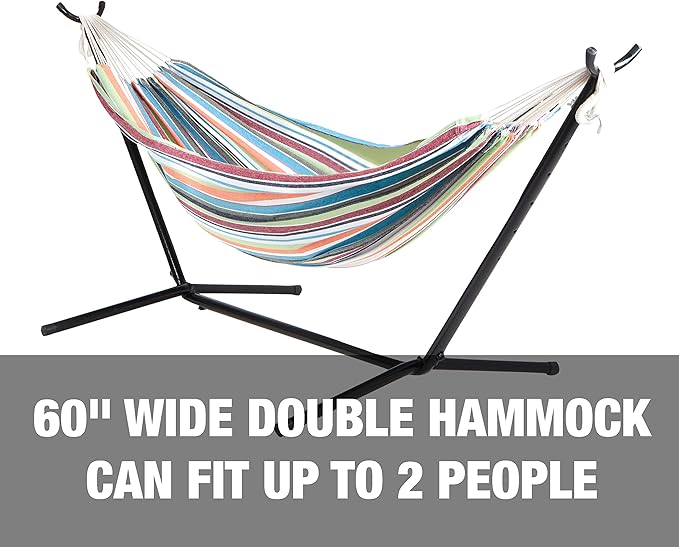 Bliss Hammocks 60 Wide Hammock &amp Built-in Stand w/Carrying Case &amp Hanging Hardware Indoor Outdoor Poolside Patio Backyard Heavy Duty Strong &amp Durable 400 Lbs Capacity (BHST-401-TF)