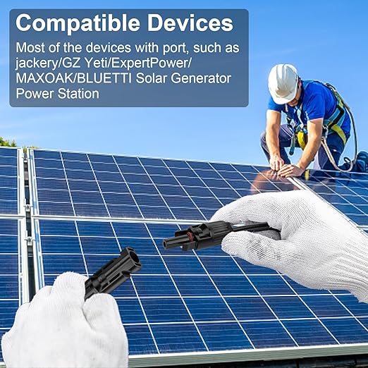 30FT 10AWG Solar Panel Extension Cable with Pair of Connectors Solar Cable for Solar Panels Charge Controllers and Solar Generator (10AWG 30FT)