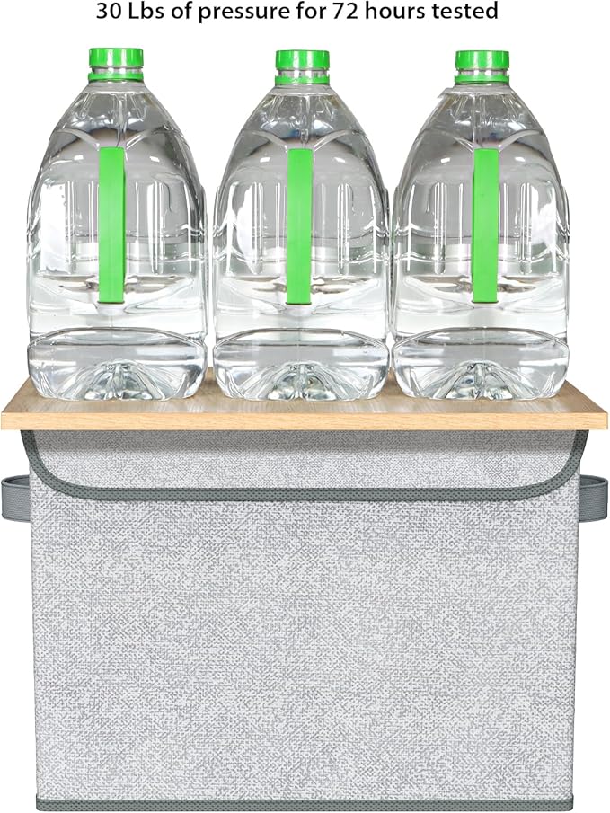 Univivi Storage Bins with Lids [4-Pack] Large Collapsible Stackable Fabric Storage Boxes with Lids Decorative Closet Organizers and Storage for Clothes Office Bedroom (Gray 17“ x 12” x 12)