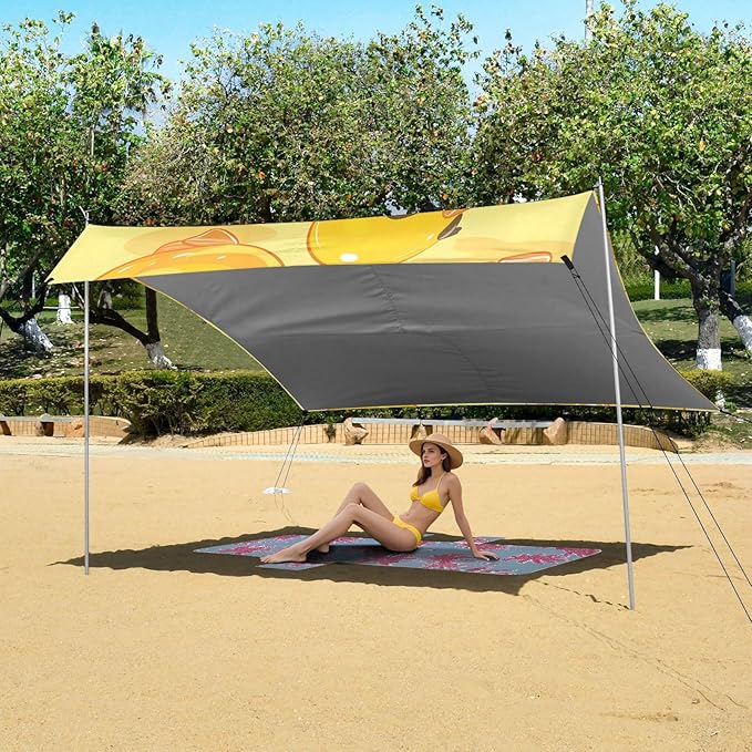 ALAZA Duck Covered with The Whole Picture Beach Tent Sun Shelter Portable Canopy Sunshade for Outdoor Camping Picnics Backyard Fun 10x9 ft