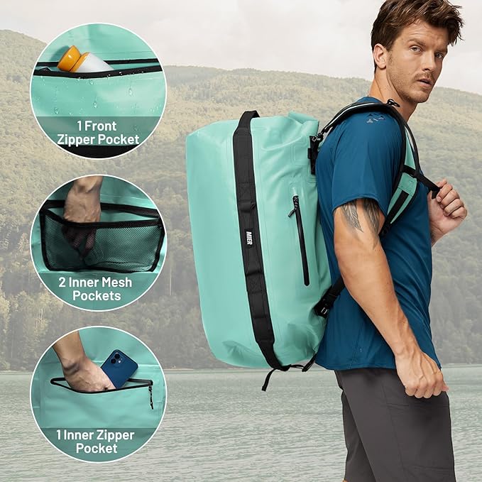 MIER Waterproof Duffel Bag Motorcycle Dry Bag Backpack Large Roll-Top Heavy Duty Dry Duffle Bags for Kayaking Camping Boating Gym Beach Cruise Ship 60L/80L