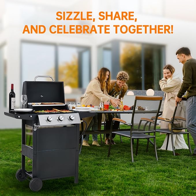 2 and 1 Burner Propane Gas Grill Stainless Steel BBQ Grill 31000 BTU for Outdoor Cooking Kitchen Garden and Patio Backyard Barbecue Black and Silver