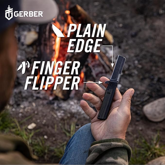 Gerber Gear Quadrant Clip Folding Pocket Knife EDC Plain Edge Flipper Knife with Pocket Clip Gifts for Men Stainless Steel Survival Tool Black Bamboo