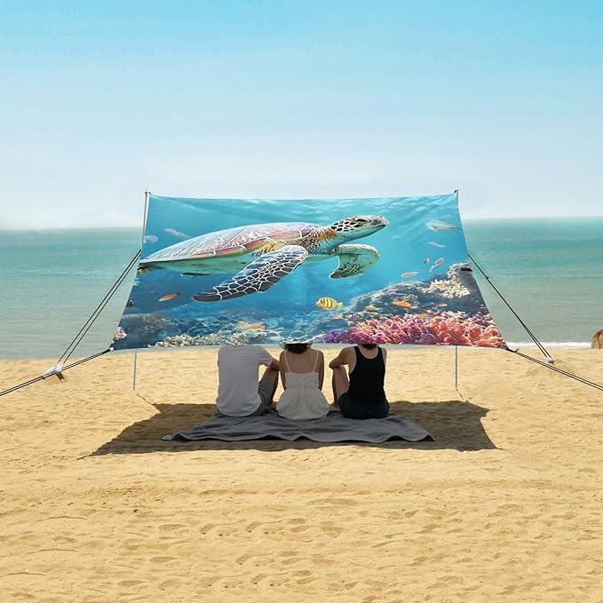 ALAZA A Sea Turtle Underwater Beach Tent Sun Shelter Portable Canopy Sunshade for Outdoor Camping Picnics Backyard Fun 10x9 ft