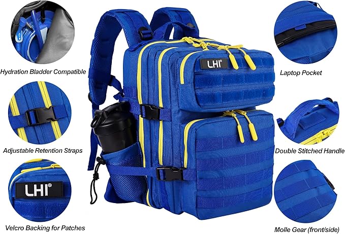 LHI Tactical Military Backpack for Men and Women 25L/35L Army Assault Pack Bag Small Rucksack with Bottle Holder