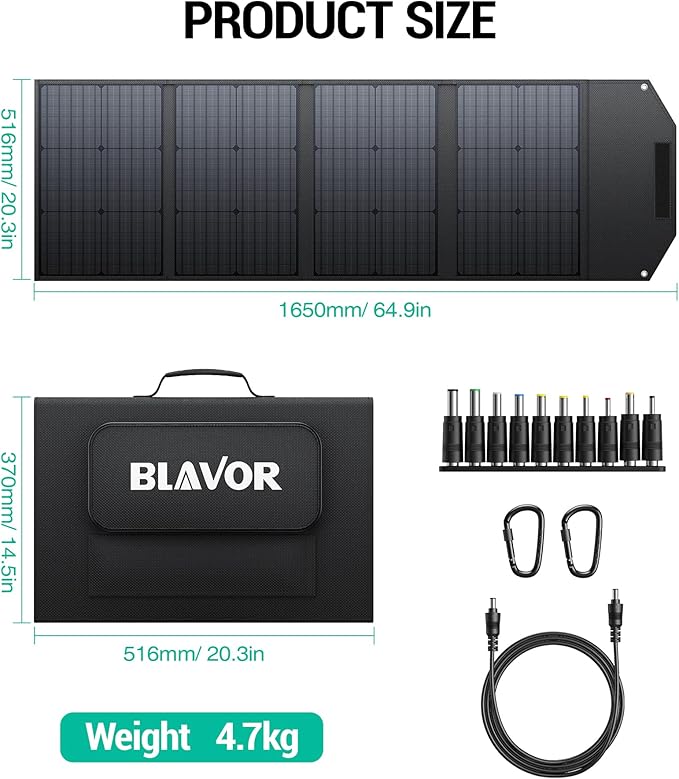 BLAVOR 120W Portable Solar Panel PD45W QC3.0 Fast Solar Charger DC18V 6.67A USB A&ampC Output Compatible with Power Stations Solar Generators Phones Tablets for RV Camping Off-Grid Road Trips