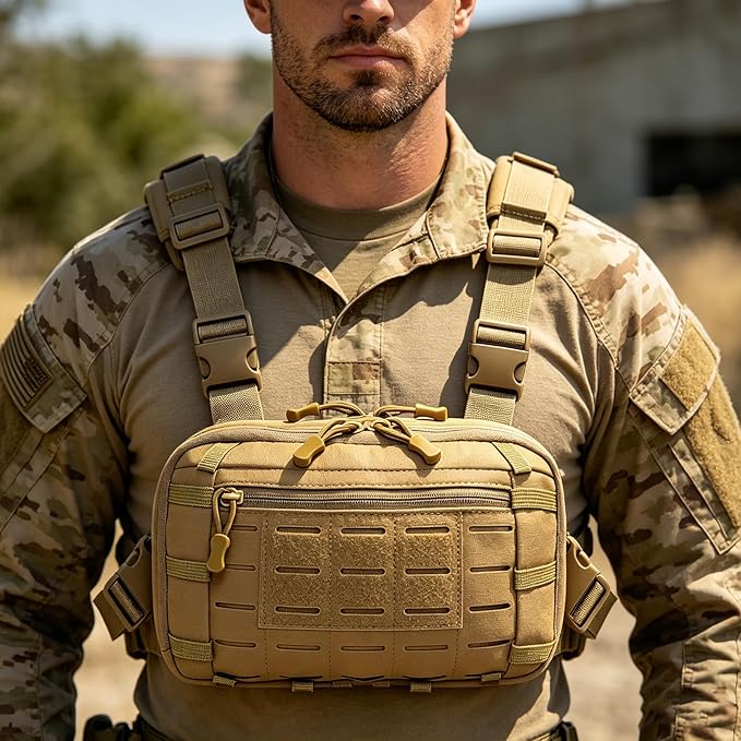 Tactical Chest Pack EDC Chest Bag Utility Molle Chest Rig Pouch with CCW Compartment Adjustable Strap Admin Pouch