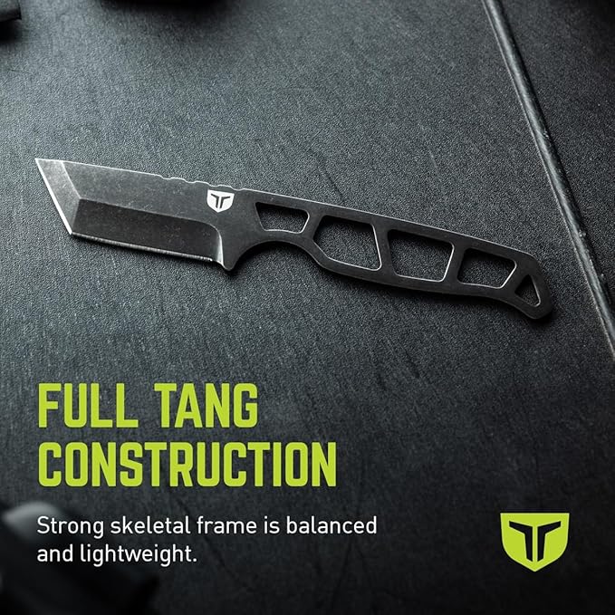 TRUE NEKKID Tanto Knife - Everyday Carry EDC 2.92 Blade TraxGrip Handle Scales Daily Cutting Removable Clip Black