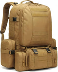 Military Tactical Backpack for Men 60L Waterproof Bug Out Bag Survival Rucksack Go Bag Emergency Molle System Army 3 Day Assault Pack for Hiking Hunting Camping Tan