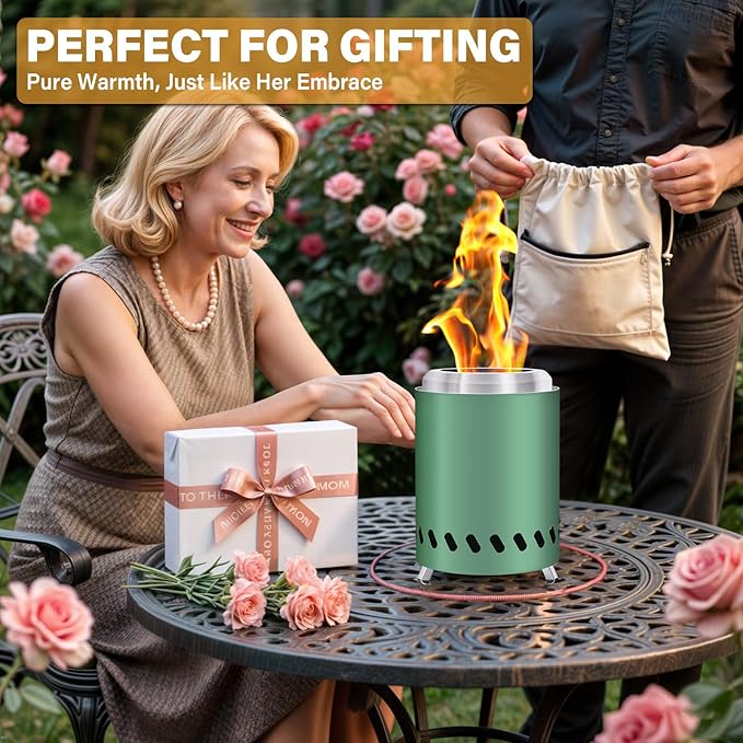 HGD 8.0 x 5.5 Inch Smokeless Firepit Stainless Steel Fire Pits Smokeless Fire Pit for Outside with Carry Bag for Camping Backyard Patio Garden Picnic Green