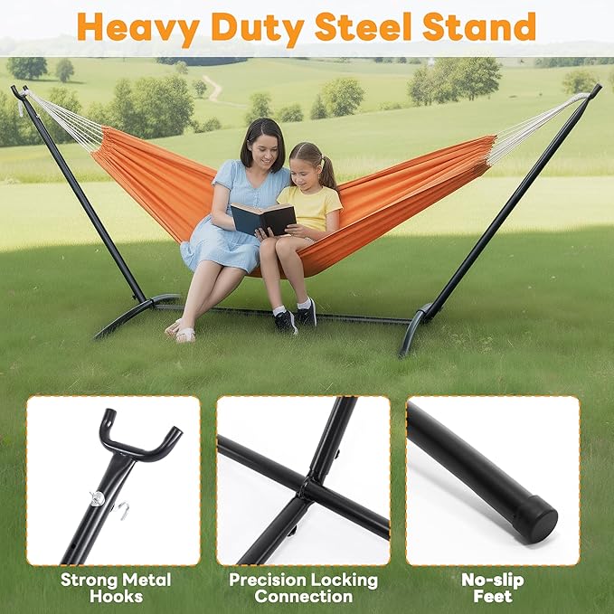 NEWBULIG Hammock Stand Only Heavy Duty Hammock Stands for Double 2 Person for Outside for Garden Backyard Patio Pool Beach with Carrying Case