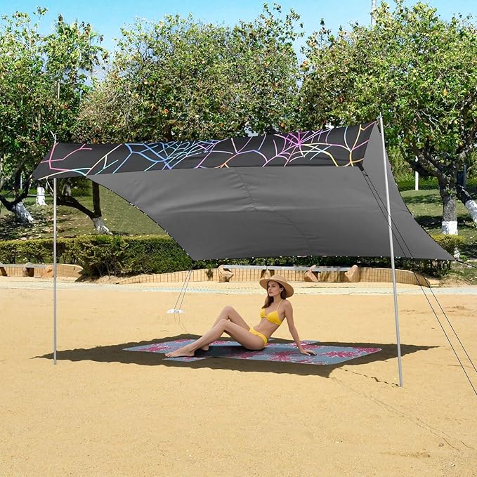 ALAZA Webs Pattern Beach Tent Sun Shelter Portable Canopy Sunshade for Outdoor Camping Picnics Backyard Fun 10x9 ft