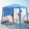 Jihfmo Beach Cabana 6.2'×6.2' Beach Canopy with Side Wall UPF 50+ UV Protection Easy Setup Tent Sun Shelter with Sand Pockets for Whole Family(Surging Waves)