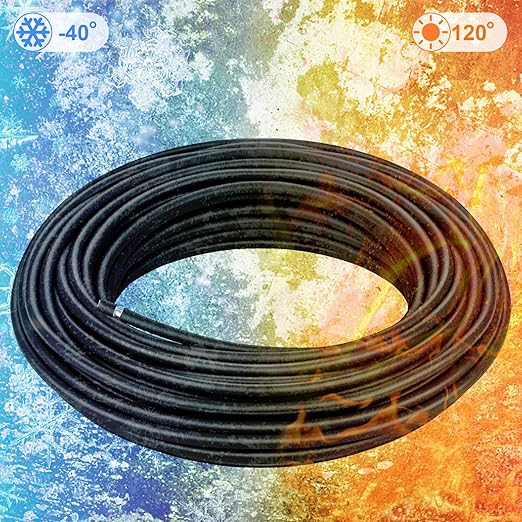 Solar Panel Wire - 50FT Black Tinned Copper Wire 8AWG (10mm²) PV Wire Solar Extension Cable for Outdoor Automotive RV Boat Marine Solar Panel - Black (8AWG 50FT)