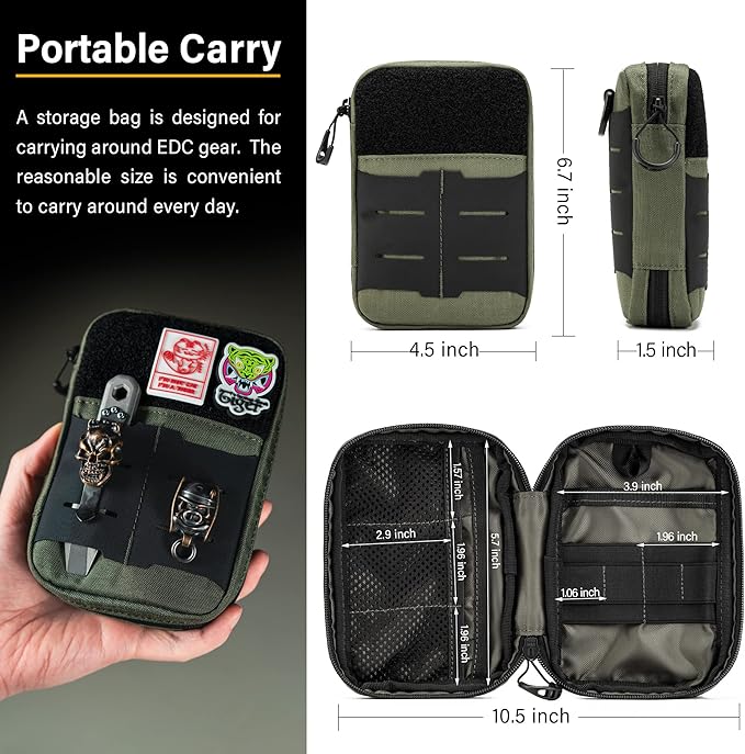 TACTICAL GEEK Block E2.0 EDC Compact Waist Multi-Purpose Molle Pouch Organizer Green