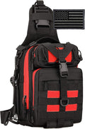 Protector Plus Tactical Sling Bag Military MOLLE Crossbody Pack Chest Shoulder Backpack (Patch Included) | Chest Shoulder Patch Included