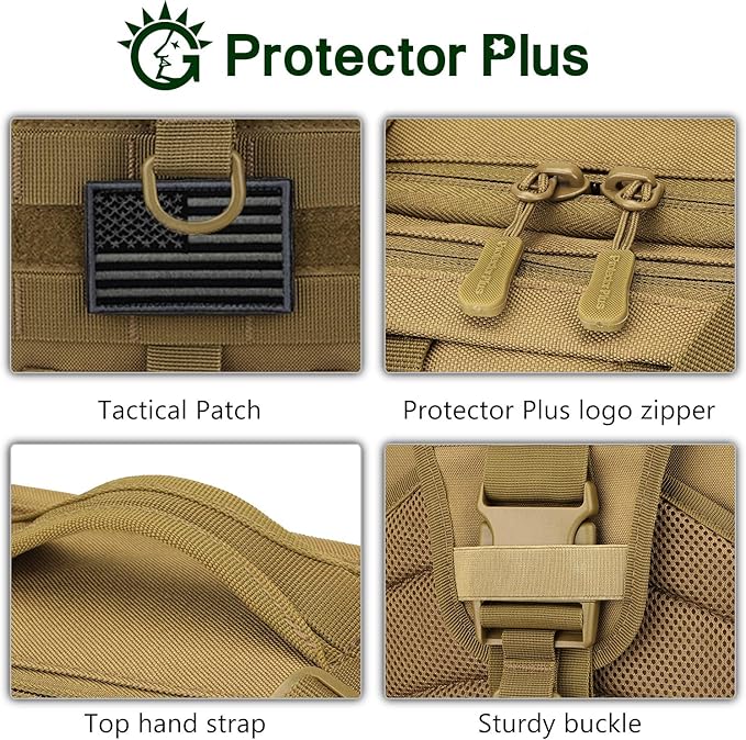 Protector Plus Tactical Sling Bag Military MOLLE Crossbody Pack Chest Shoulder Backpack (Patch Included) | Chest Shoulder Patch Included