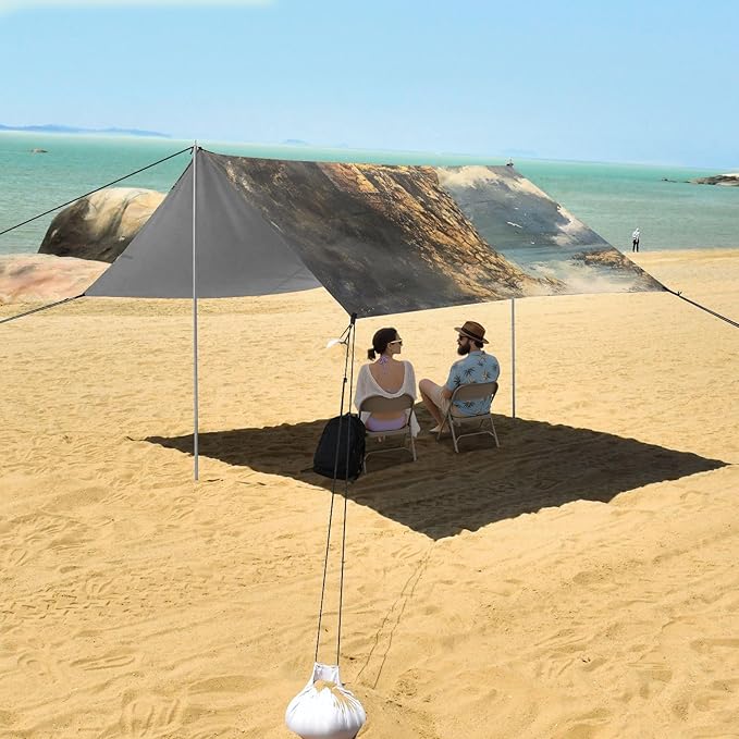ALAZA Eagles Castle Art Beach Tent Sun Shelter Portable Canopy Sunshade for Outdoor Camping Picnics Backyard Fun 10x9 ft