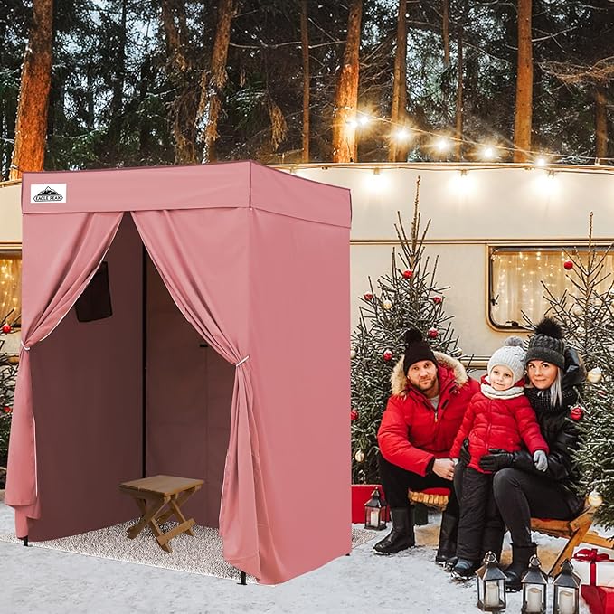EAGLE PEAK Flex Compact 5x5 Pop-up Canopy Changing Room Portable Privacy Dressing Room for Indoor Fashion Photoshoots Camping or Pool Pink