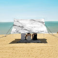 ALAZA White Marble Modern Beach Tent Sun Shelter UPF50+ Protection Beach Shade Canopy w/ 4 Sandbags for Outdoor Camping Fishing Backyard Fun Picnic 10x9 ft
