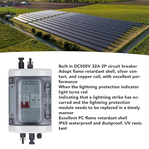 PV Combiner Box Solar Photovoltaic Combiner Box Outdoor Breaker Box with DC500V 32A for Solar Panels System