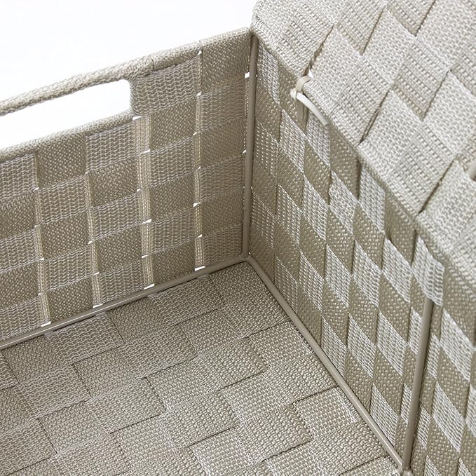 Sorbus Set of 3 Storage Baskets for Organizing with Lid – Mesh Hand-Woven Baskets for Closet Shelf &amp Home Storage (Beige Variety Pack)