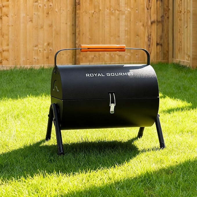 Royal Gourmet CC1015W Portable Charcoal Grill 147 sq. in. Cooking Grid Wooden Handle Tabletop BBQ Grill for Outdoor Barbecue Camping Picnic Backyard Patio Black
