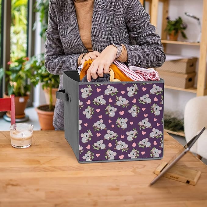 Sturdy Collapsible Cloth Storage Bins Koala Compact Foldable Cubes for Closet Bedroom Space-Saving Organizer