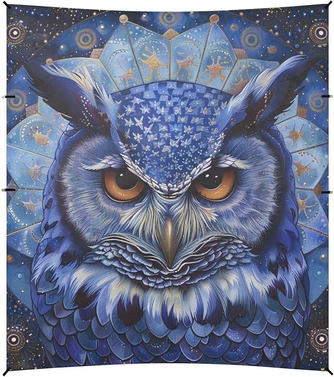 ALAZA Starry Owl Mandala Beach Tent Sun Shelter Portable Canopy Sunshade for Outdoor Camping Picnics Backyard Fun 10x9 ft