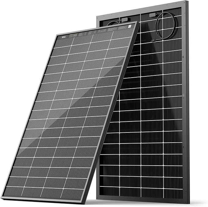 HQST N-Type 16BB 200 Watt Bifacial Solar Panel Compact &amp Lightweight Solar Panels with 30 Years Lifespan up to 25.4% Efficiency IP65 for RV Van Trailer Marine Rooftop Farm Off Grid