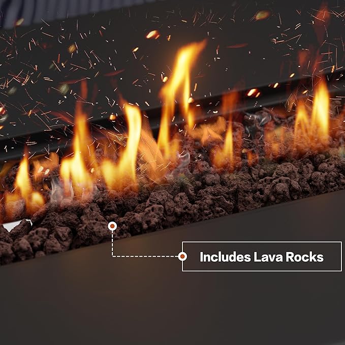43in Propane Fire Pit Table Outdoor Gas Fire Pit for Patio 50000 BTU with Lava Rocks Waterproof Cover and Lid Perfect for Cozy Gatherings &amp Relaxing Outdoor Parties