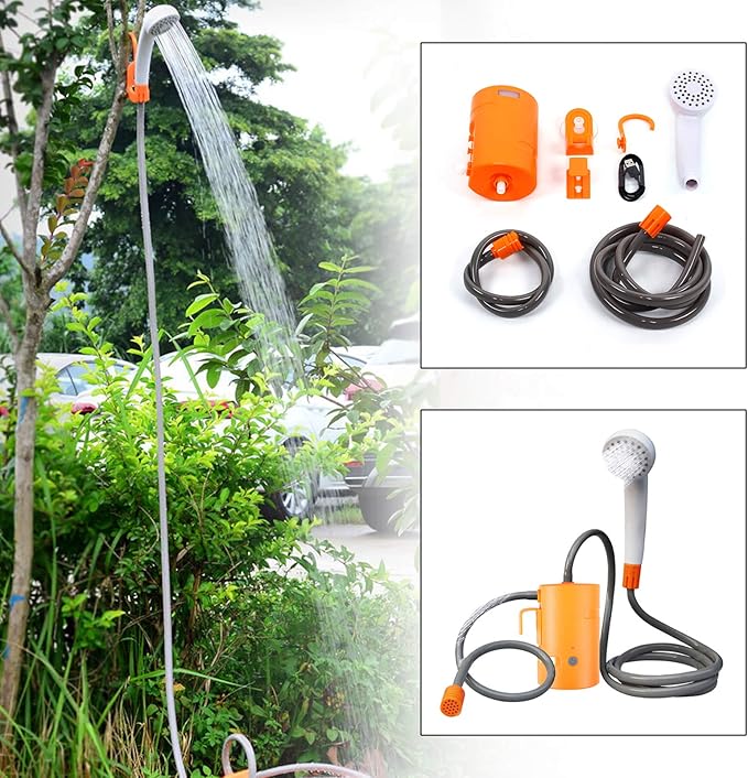 Portable Shower4400mAh Rechargeable Shower PumpCamping Shower for CampingHikingPet BathCar Washing