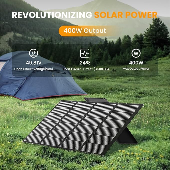 400 Watts Foldable Solar Panel Luggable &amp Durable Portable 400W Solar Charger Complete with Adjustable Stand Case 40V Waterproof for Off-Grid Camping RV/Campervan Solar Generator