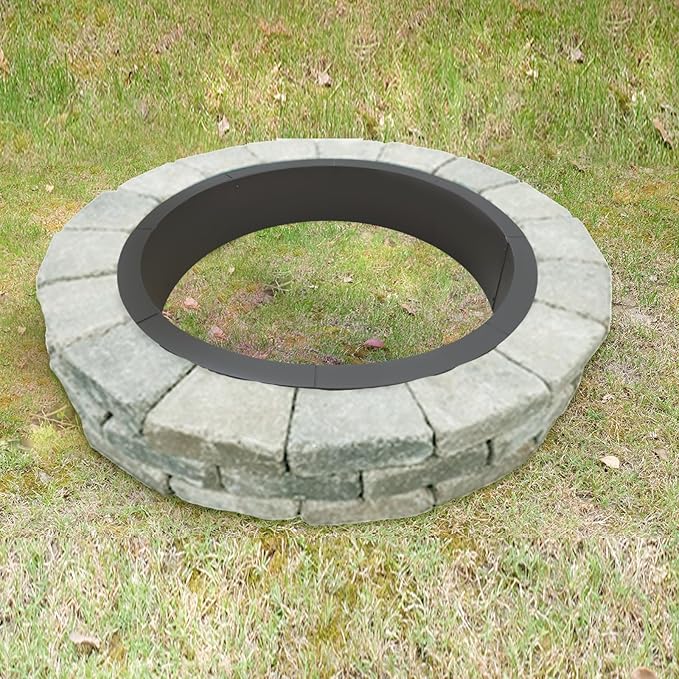 SoulMate Outdoor 35-Inch Outer/31-Inch Inner Fire Pit RingDuty Solid Metal Steel Round Firepit Rim Insert for DIY Fire Pits Outdoor Above or In-Ground Camping Garden Patio Backyard.