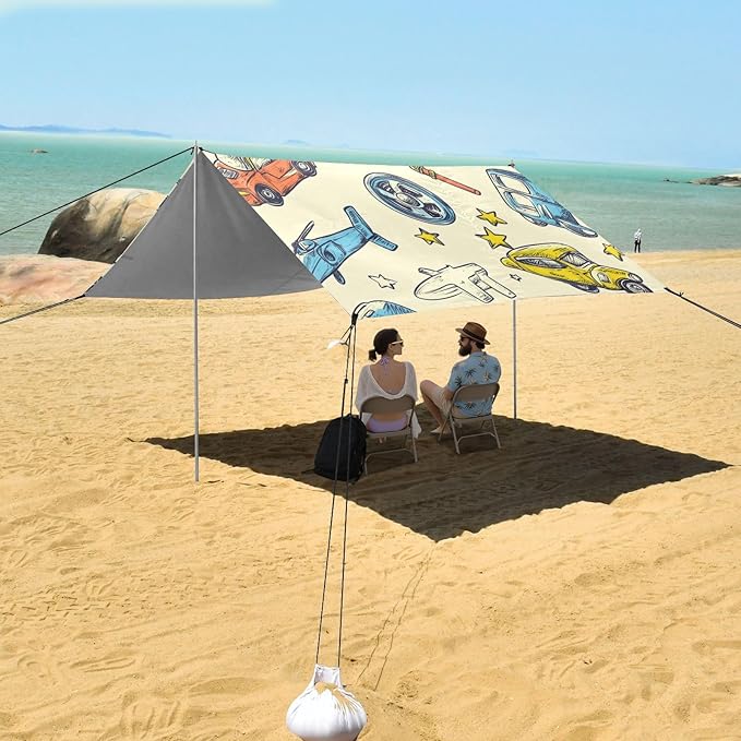 ALAZA Truck Car Helicopter Star Beach Tent Sun Shelter Portable Canopy Sunshade for Outdoor Camping Picnics Backyard Fun 10x9 ft