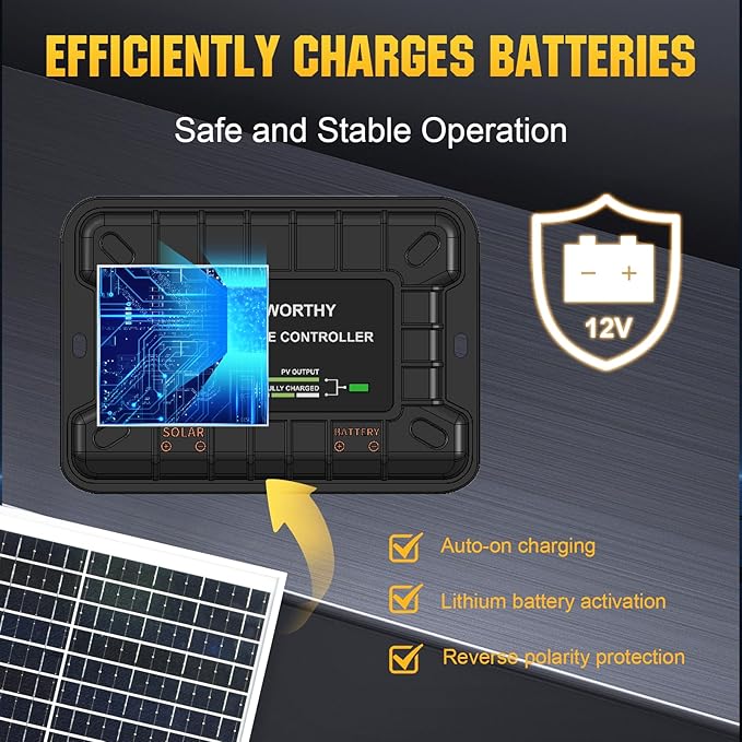 ECO-WORTHY 25W 12V Solar Battery Charger Trickle Maintainer 25W Waterproof Solar Panel Kit + Adjustable Mount Bracket + Upgrade Controllerfor 12V Batteries Cars RV Boat Motorcycle Marine