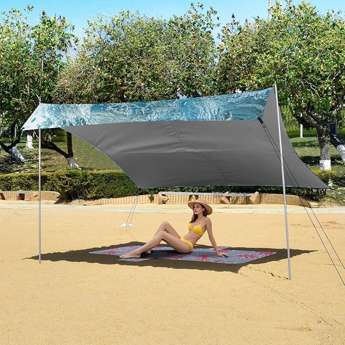 ALAZA Labrador Swims in The Sea Beach Tent Sun Shelter Portable Canopy Sunshade for Outdoor Camping Picnics Backyard Fun 10x9 ft