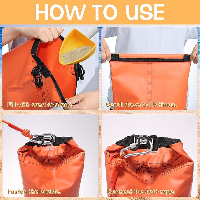 2 Pack 10L Sand Anchor Bag for Small Boats 2 in 1 PWC Jet Ski Anchor Bag Kit with Adjustable BuoyWaterproof Dry Bag for Jet Ski Kayak Boat Paddle Board Watercraft and Canoe