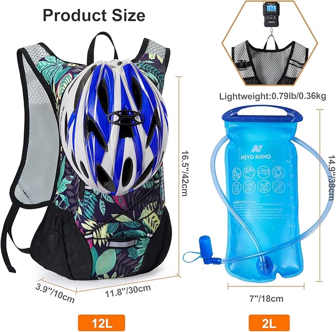 Lightweight Hydration Backpack Running Backpack with 2L Water Bladder Hydro Water Daypack for Cycling Hiking Rave for Men Women