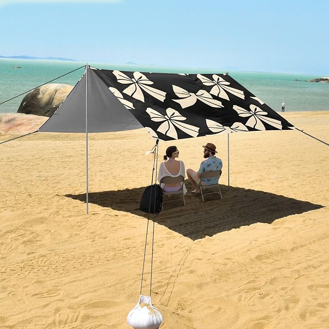 ALAZA White Bow Pattern Beach Tent Sun Shelter Portable Canopy Sunshade for Outdoor Camping Picnics Backyard Fun 10x9 ft