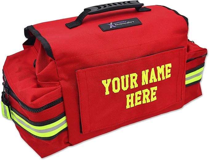 Lightning X Customizable Small Medic First Responder EMT Trauma Bag w/Embroidered Name Patch - RED