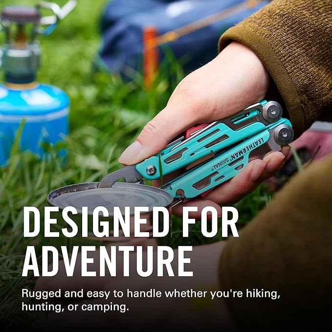 LEATHERMAN Signal 19-in-1 Multi-tool for Outdoors Camping Hiking Fishing Survival Durable &amp Lightweight EDC Made in the USA Blue/Red