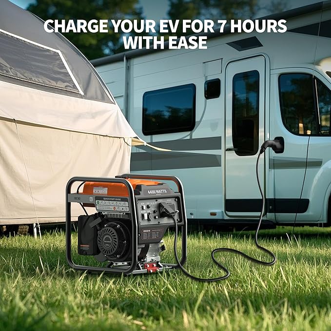 4400 Watt Open Frame Inverter Generator Gas Powered Portable Generator for Emergency Home Backup RV Ready 30A Outlet ECO Mode Low Oil Shutoff Quiet Operation EPA Compliant