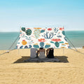 ALAZA Cacti Succulents Floral Seamless Beach Tent Sun Shelter Portable Canopy Sunshade for Outdoor Camping Picnics Backyard Fun 10x9 ft