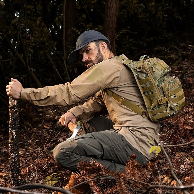 AMHEH 15L 1050D Tactical Sling Bag - Everyday Carry Crossbody Backpack with MOLLE and Concealed Back Pocket Fits 12 Laptop Camo